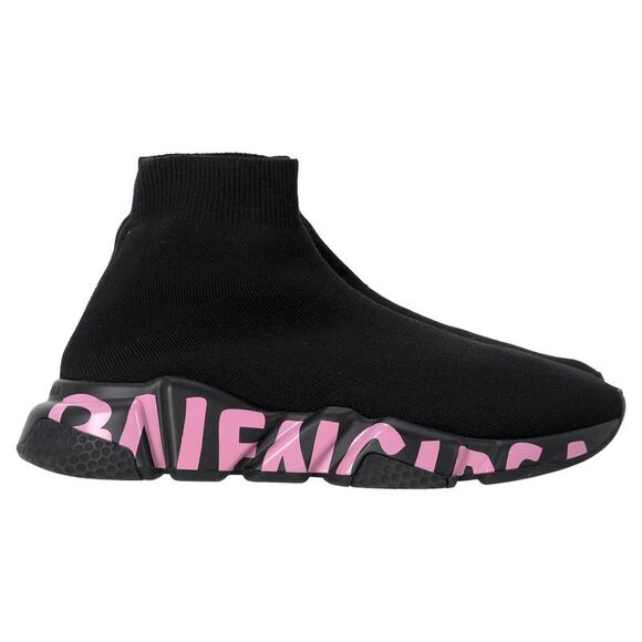 Balenciaga Graffiti Speed Sneakers in Black Polyester - Picture 1 of 12